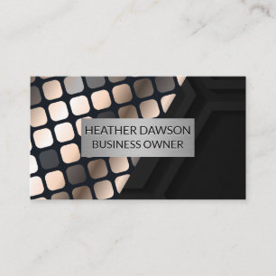 Metallic Lux Pattern Black Geometric Business Card