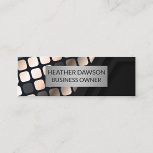 Metallic Lux Pattern   Black Geometric Mini Business Card