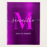 Metallic Magenta Purple Signature Monogram Planner<br><div class="desc">Create your own girly personalised name and monogrammed planner or appointment book for her.
The magenta purple faux metallic foil digital art graphic will print like a photo.
Pinkish purple and white contemporary monogram with elegant signature style calligraphy design can be customised.</div>