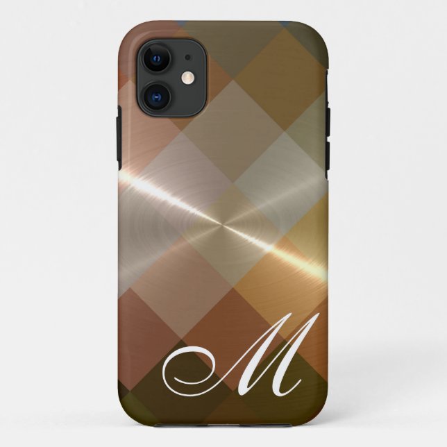 Metallic Metal Chevron Pattern and Monogram 8 Case-Mate iPhone Case (Back)
