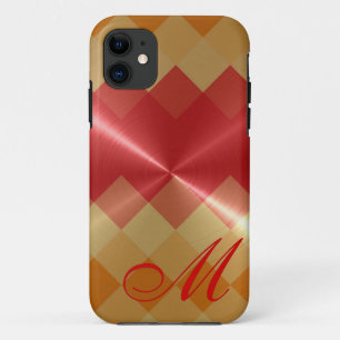 Metallic Metal Diamond Pattern and Monogram 4 iPhone 11 Case