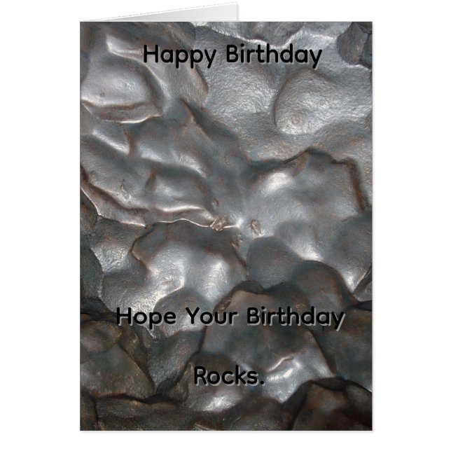 Metallic Meteorite Rock Print, Bday Card. (Front)