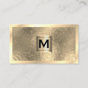 Metallic Monogram Banner Gold Border Gold Foil Business Card