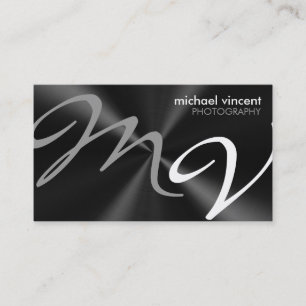 Metallic Monogram Photographer Business Card