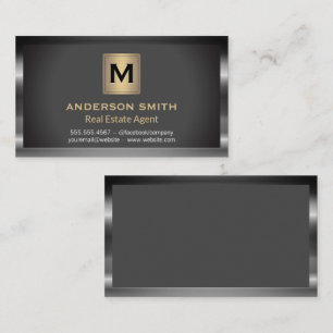 Metallic Monogram Simple Classic Business Card