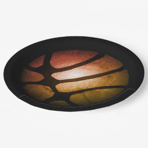 Metallic Orange Basketball Ball Birthday Paper Pla Plate