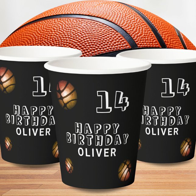 Metallic Orange Basketball Ball Birthday Party Pap Paper Cups (Creator Uploaded)