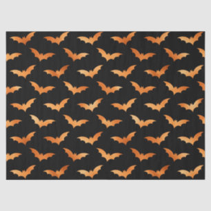 Metallic Orange Bats and Black Halloween Decoupage Tissue Paper