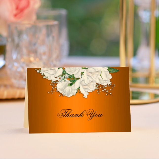 Metallic Orange, Bridal Bouquet Wedding Thank You Card (Creator Uploaded)