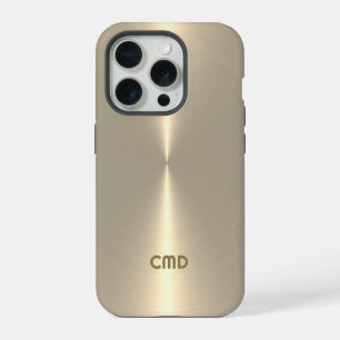 Metallic Pale GoldTexture Stainless Steel Look iPhone 15 Pro Case