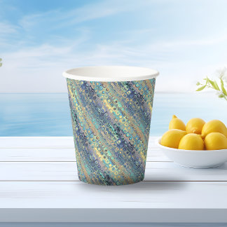 Metallic Pastel Lights Blue Pattern Paper Cups
