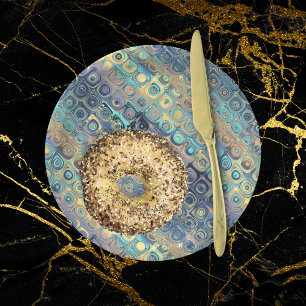 Metallic Pastel Lights Blue Pattern Paper Plate