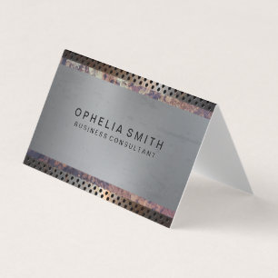 Metallic perforated Rusted Metal Business Card