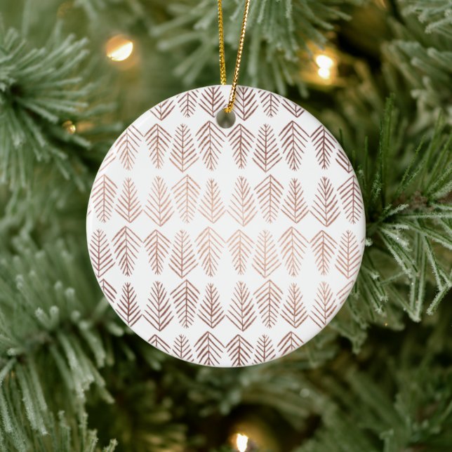 Metallic pine trees pattern - copper ceramic tree decoration (Tree)