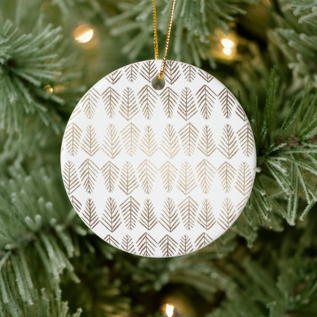 Metallic pine trees pattern - gold ceramic tree decoration (Tree)