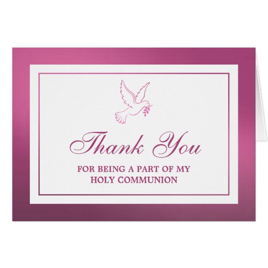 Metallic Pink Dove Holy Communion Or Confirmation Card