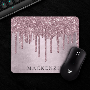 Metallic Pink Drip Shimmery Dusty Mauve Rose Ice Mouse Pad