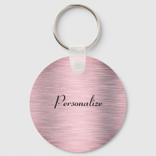 Metallic Pink Gold Classic Round Sticker Key Ring