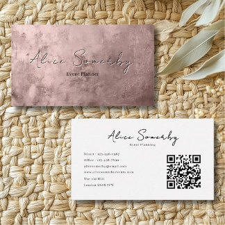 Metallic Pink modern minimalist Business Card