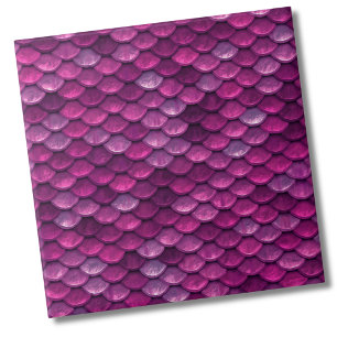 Metallic Pink Purple Mermaid Scales Fish Pattern Tile