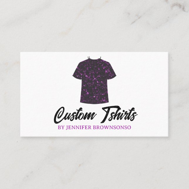 Metallic Pink T Shirt Print Clothing Apparel Business Card (Front)