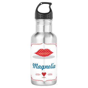 Metallic Pink with Red Lips Personalised 532 Ml Water Bottle