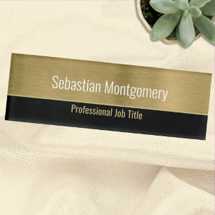 Metallic Professional Brushed Gold Template Name Tag