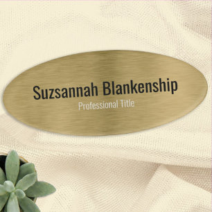 Metallic Professional Sleek Brushed Gold Template Name Tag