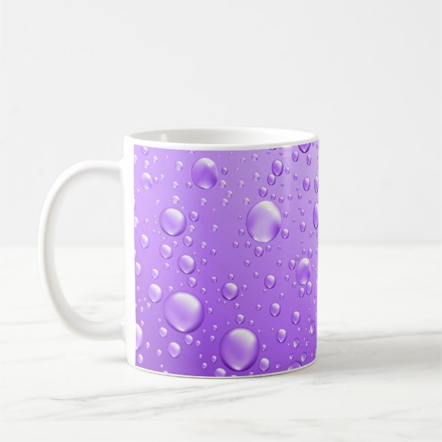 Metallic Purple Abstract Rain Drops Coffee Mug (Left)