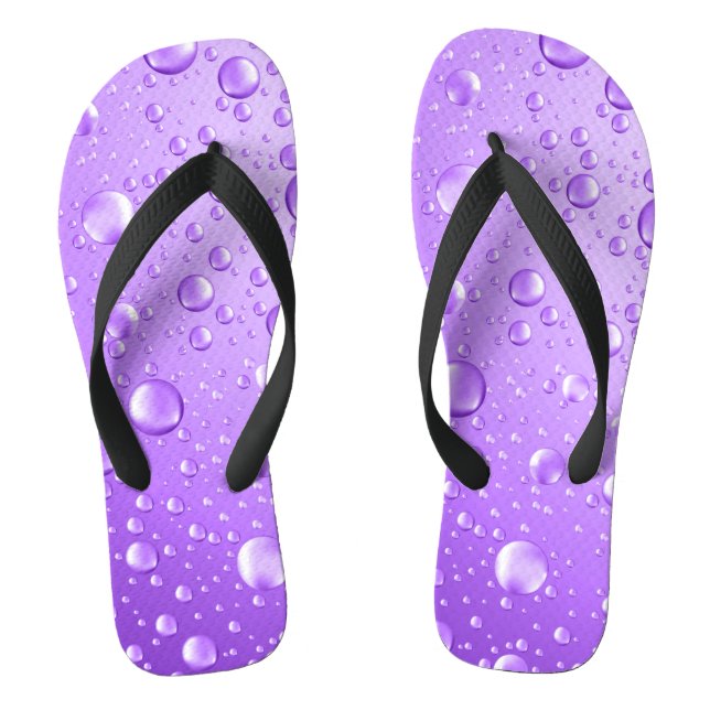 Metallic Purple Abstract Rain Drops Jandals (Footbed)