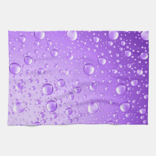 Metallic Purple Abstract Rain Drops Tea Towel