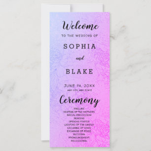 Metallic Purple and Floral Wedding Program