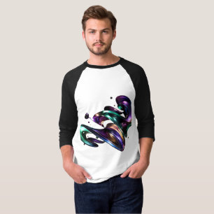 Metallic Purple and Green Liquid Swirl T-Shirt