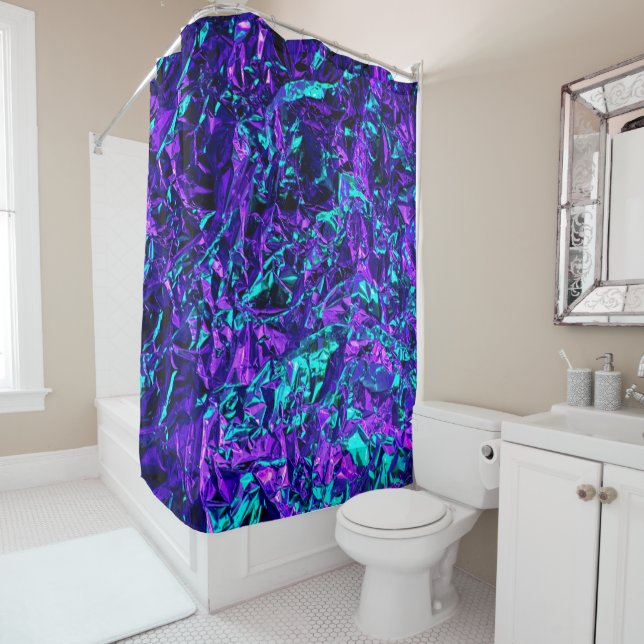 Metallic Purple and Teal Shower Curtain (In Situ)