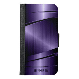Metallic Purple Brushed Aluminium Look Samsung Galaxy S6 Wallet Case