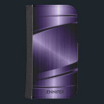 Metallic Purple Brushed Aluminium Look Samsung S4 Wallet Case<br><div class="desc">Elegant monogramed deep purple metallic shiny design in brushed aluminium look This is not a metal but image that looks metallic and shine is a digital effect</div>