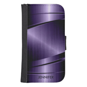Metallic Purple Brushed Aluminium Look Samsung S4 Wallet Case