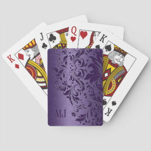 Metallic Purple Brushed Aluminium Purple Lace Playing Cards