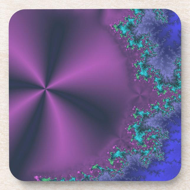 Metallic Purple Cone With Aqua Foam Abstract Coaster (Front)