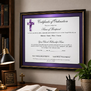 Metallic Purple Elder Certificate of Ordination
