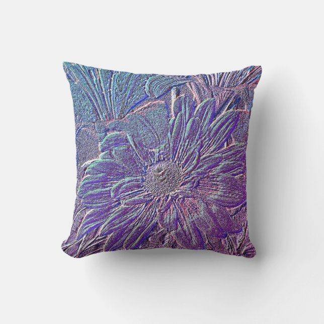Metallic Purple Floral Cushion (Front)