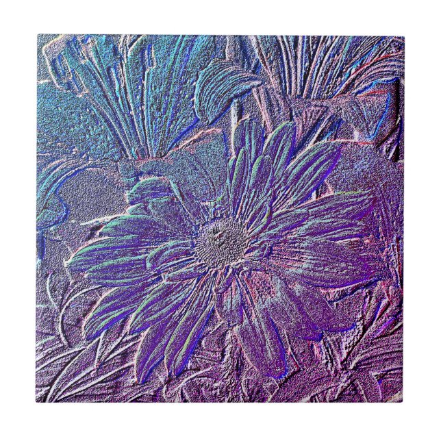 Metallic Purple Floral Tile (Front)