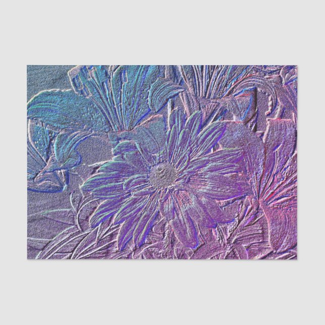 Metallic Purple Floral Tissue Paper (Front)