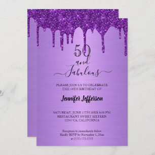 Metallic purple glitter Birthday Invitation