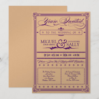Metallic Purple & Gold DIY Wedding Invitation