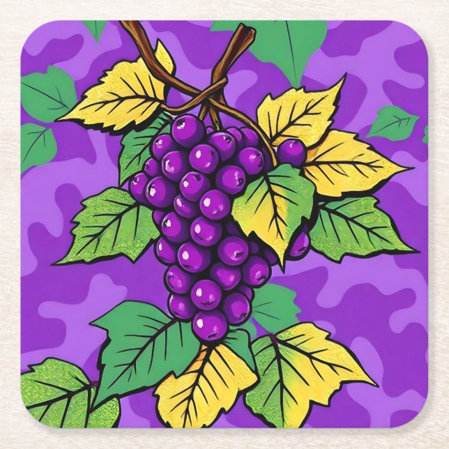 Metallic Purple Grapes Camo Coaster Set (Front)