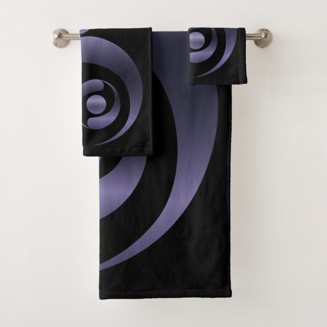 Metallic Purple Symbols Crop Circles Bath Towel Set (Insitu)