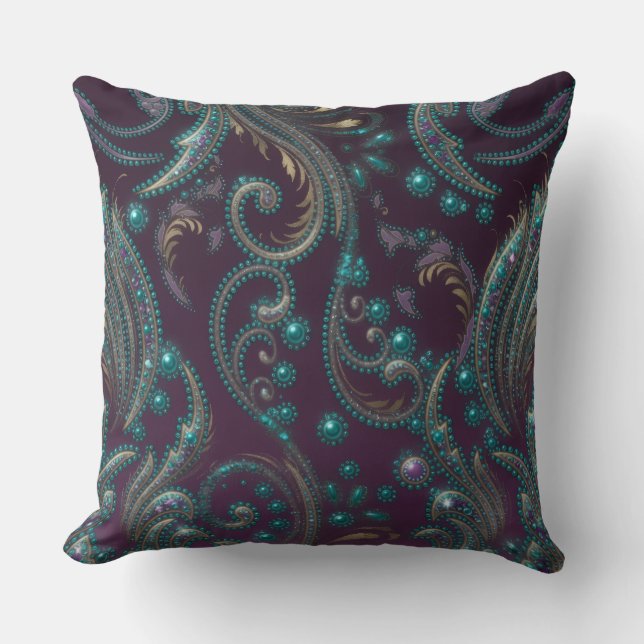 Metallic Purple Teal Gold  Cushion (Front)