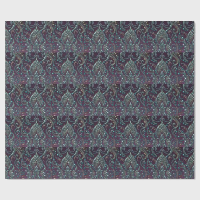 Metallic Purple Teal Gold  Wrapping Paper (Flat)