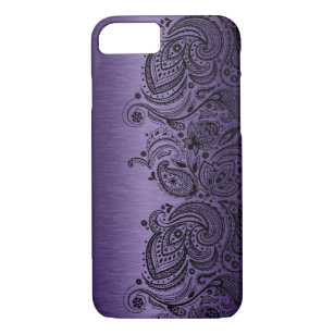 Metallic Purple With Black Paisley Lace Case-Mate iPhone Case
